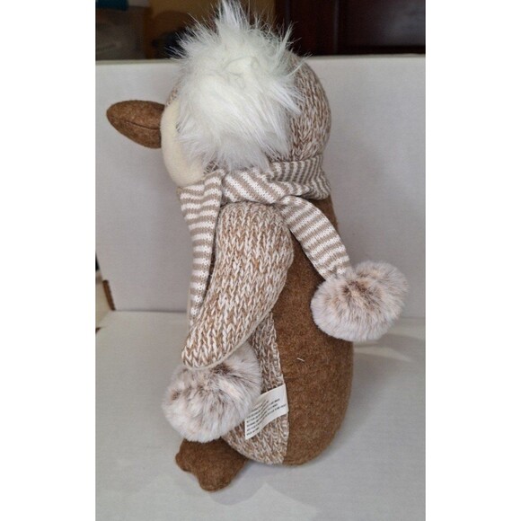 Penguin Plush Stuffed Scarf Ear Muffs Decor Only, Beige & White Beautiful 15" - Picture 11 of 12